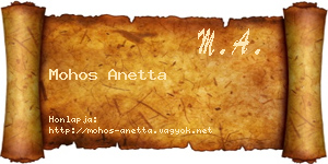 Mohos Anetta névjegykártya